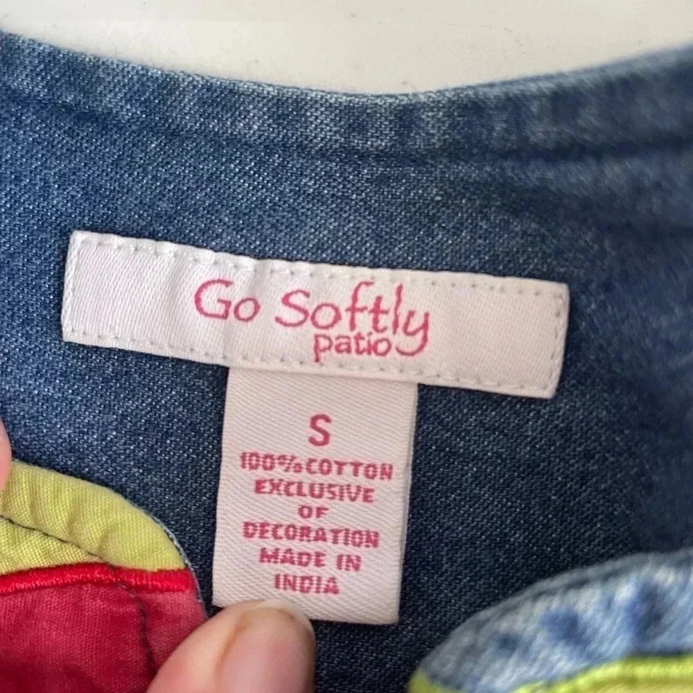 Vintage 90’s Go softly patio cotton floral embroidered mumu dress small‎ 0228 - Picture 9 of 9